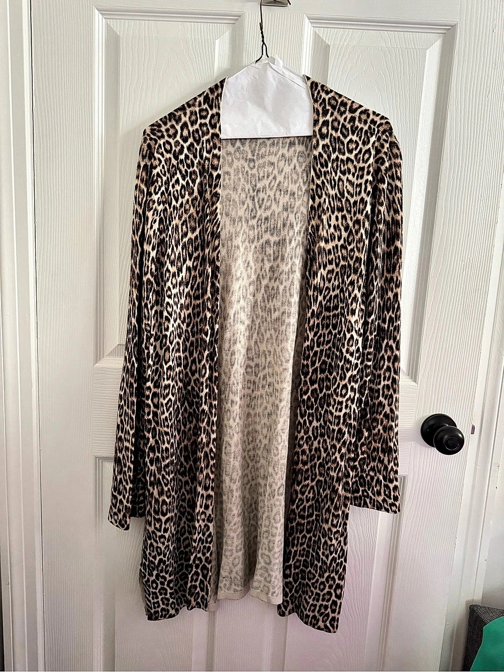 Chico's Leopard Print Long Cardigan Size 3